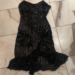 Short, black, sequin dress, size 6 vintage